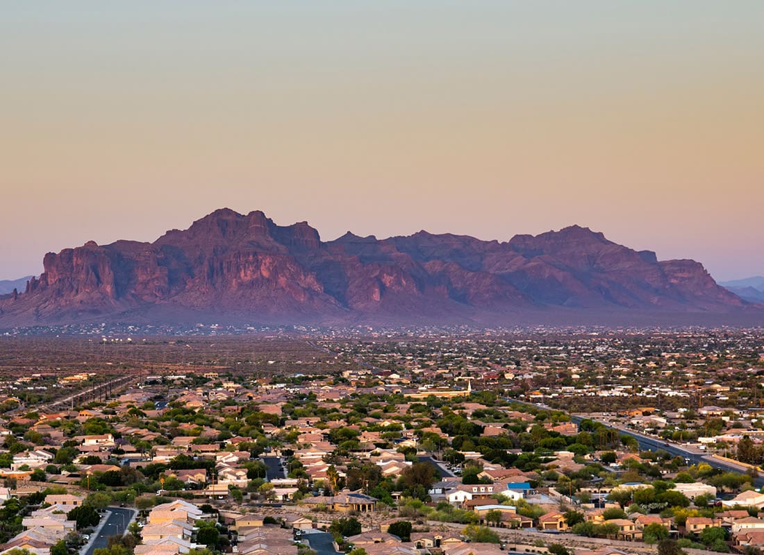 Apache Junction, AZ - Landscape View of the Superstition Mountains in Arizona Taken From Mesa